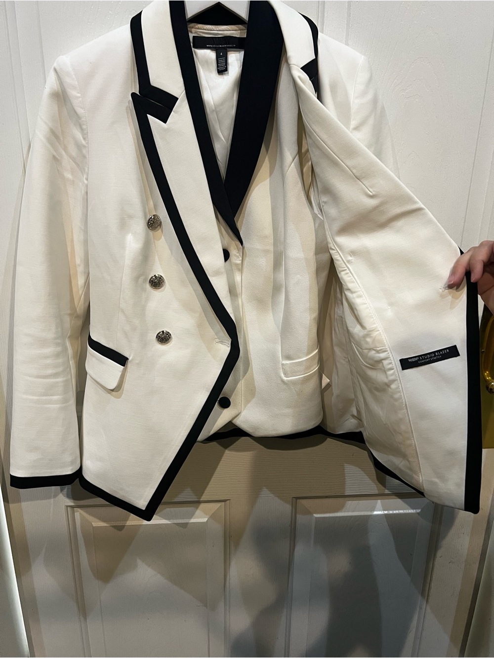 WHBM White & Black Contrast Blazer + Matching Vest Set Size 4
